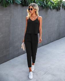 img 3 attached to Summer Chic: Women'S Deep V-Neck Jumpsuit Romper With Wrap Style And Drawstring Waist By PRETTYGARDEN