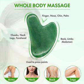 img 1 attached to Poleview Jade Roller &amp; Gua Sha Set, 100% натуральный ролик для лица и массаж тела Инструменты для ухода за кожей для красоты, увеличения кровообращения, лимфодренажа и уменьшения морщин и отечности - темно-зеленый