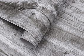 img 3 attached to Gray Wood Rustic Contact Paper Wood Peel And Stick Wallpaper Reclaimed Wood Looking Wallpaper Removable Adhesive Wallpaper Wall Covering Shelf Vinyl Paper Roll 118.71InchX17.71Inch