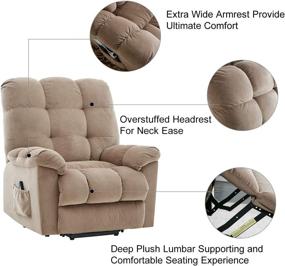 img 1 attached to Кресло-реклайнер YANXUAN Power Lift для пожилых людей с прочной рамой и противоскользящей тканевой тканью для дивана - хаки