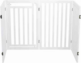 img 2 attached to 🐾 TRIXIE Freestanding 4-Panel Pet Gate: Foldable Barrier Fence, Convertible Pen, 32-in Tall, Walk Through Door - White