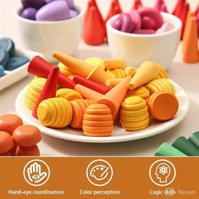 img 3 attached to Promise Babe 81 PCS Wooden Rainbow Stacking Toy for Toddlers: Educational Shape Sorting Sensory Play Montessori Toys with 7 Shapes, 27 Colors