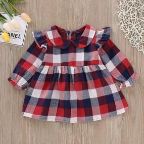 img 3 attached to Adorable Plaid Ruffle Baby Girl Dresses For 0-18 Months By MOLYHUA