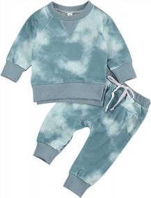 img 4 attached to Baby Boys 2Pcs Tie Dye Outfit Set - Long Sleeve Top, Pullover Sweatshirt, Long Pants Pajamas