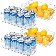 средние прозрачные пластиковые ящики-органайзеры для холодильников, не содержащие bpa - набор из 4 предметов для организации кладовой холодильника, морозильной камеры и кухонного шкафа длиной 12,5 дюйма логотип