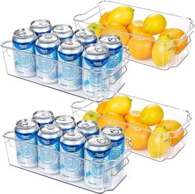 img 4 attached to Средние прозрачные пластиковые ящики-органайзеры для холодильников, не содержащие BPA - набор из 4 предметов для организации кладовой холодильника, морозильной камеры и кухонного шкафа длиной 12,5 дюйма