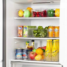img 1 attached to Средние прозрачные пластиковые ящики-органайзеры для холодильников, не содержащие BPA - набор из 4 предметов для организации кладовой холодильника, морозильной камеры и кухонного шкафа длиной 12,5 дюйма