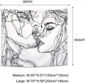 img 3 attached to Ruibo Women/Men Abstract Sketch Art Kiss Lovers Tapestry - черно-белая линия Art Wall Hanging Beach Throw (RB-K-2) 59" X 51