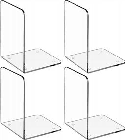 img 4 attached to MaxGear Book Ends Clear Acrylic Bookends For Shelves, Non-Skid Bookend, Heavy Duty Book End, Book Holder Stopper For Books/Movies/CDs/Video Games (2 Pairs)