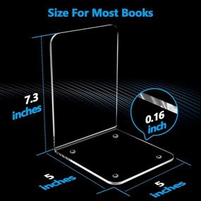 img 1 attached to MaxGear Book Ends Clear Acrylic Bookends For Shelves, Non-Skid Bookend, Heavy Duty Book End, Book Holder Stopper For Books/Movies/CDs/Video Games (2 Pairs)
