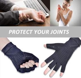 img 3 attached to Copper Arthritis Gloves, New Material,Copper Compression For Arthritis Pain Relief Rheumatoid Osteoarthritis And Carpal Tunnel, Premium Compression & Fingerless Gloves For Daily Work(M Size, 1Pair)
