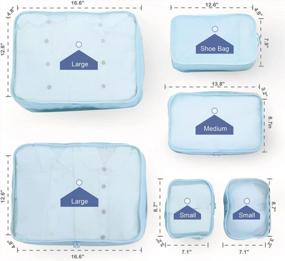img 3 attached to Efficiently Organize Your Luggage With 6-Piece Set Travel Packing Cubes & Shoe Bag In Blue