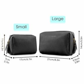 img 3 attached to Black Vegan Leather Cosmetic Organizer For Women - Large Zipper Makeup Bag Pouch For Travel