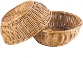 img 2 attached to 12" Round Rattan Wicker Bread Baskets For Serving Fruit And Food - Tabletop Kitchen Serving Basket