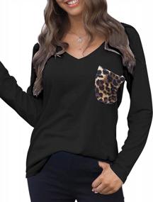 img 4 attached to Women'S Leopard Print Short Sleeve V Neck T Shirt Loose Casual Summer Tee Top