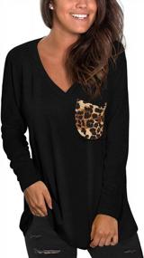 img 3 attached to Women'S Leopard Print Short Sleeve V Neck T Shirt Loose Casual Summer Tee Top