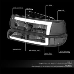 img 3 attached to 🔦 DNA Motoring 4-HL-SILV99-DRL-SM-CL 3D LED L Running Lights & Bumper Lights Set for 99-02 Silverado 1500 2500, Black/Clear