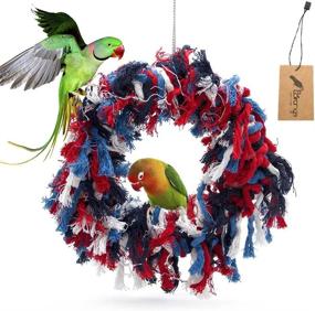 img 4 attached to Colorful And Fun Borangs Bird Toys For African Grey Cockatoos, Conure Parakeet Quaker, And More: Parrot Shredding Toys, Hanging Swings, Snuggle Rings And Cotton Grooming Ropes - 12 Inch Size