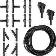 🚗 premium windshield washer hose kit: 5m hose +12 connectors +2 fan nozzles for car water pump | universal windshield washer nozzle logo