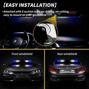 img 1 attached to Lattofigy 2 In 1 Dash Emergency Strobe Lights 2X14 Inch 24LED Safety Hazard Warning Lights Interior Front/Rear Windshield Deck Split Light Bar For Car Truck Vehicles (Blue/White)