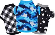 🐶 pack of 3 small dog sweaters for boy male dogs, 2.2 lb to 13.2 lb - winter clothes, warm sweatshirt with star, camo, and plaid patterns, dog fleece t-shirt coat for fall activities логотип