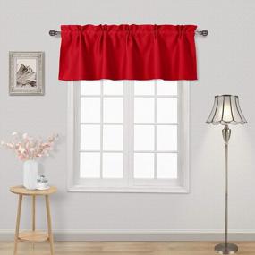 img 4 attached to DWCN Red Blackout Valance Curtain - 52X14 Inch Rod Pocket Window Treatment, 1 Panel