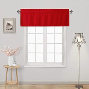 img 3 attached to DWCN Red Blackout Valance Curtain - 52X14-дюймовая стержневая обработка карманного окна, 1 панель