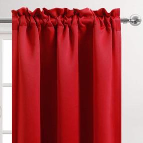 img 2 attached to DWCN Red Blackout Valance Curtain - 52X14-дюймовая стержневая обработка карманного окна, 1 панель