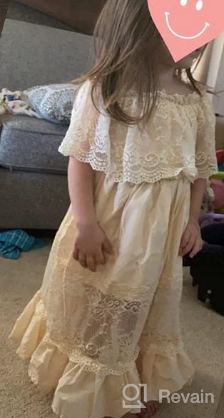 img 1 attached to Fioukiay Toddler Girl Wedding Princess Maxi Dress - Boho Off Shoulder Lace Ruffle Gown for Holidays review by Chelsey Smith