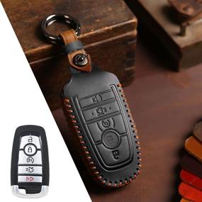 img 4 attached to 🔑 Ritimsso Retro Leather Key Fob Holder Cover Case for Ford Edge, Explorer, Fusion, F150, F250, F-350, F-450