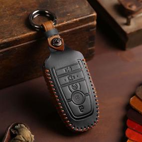 img 3 attached to 🔑 Ritimsso Retro Leather Key Fob Holder Cover Case for Ford Edge, Explorer, Fusion, F150, F250, F-350, F-450