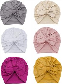 img 4 attached to 6-Pack Baby Turban Knot Hats: Cotton Head Wraps For Infants & Toddlers!