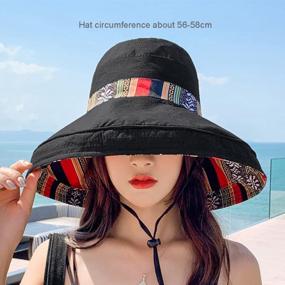 img 2 attached to Packable UPF Sun Protection Women'S Beach Hats With Wide Brim And Chin Strap, Reversible Oversized Bucket Hats For Summer