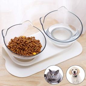 img 4 attached to 15° Tilted Raised Stand Cat Dog Bowls- Stress-Free Feeding For Small Pets (Double Bowl)