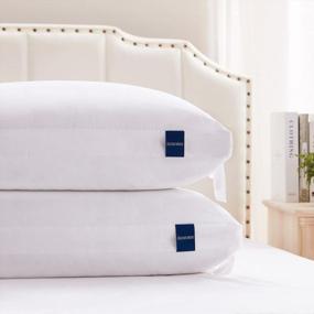 img 4 attached to Premium Bed Pillows Set Of 2 - Измельченная пена с эффектом памяти и пушистый пух Альтернативный наполнитель | Регулируемая жесткость для боковых/задних шпал | Чехол из хлопка с возможностью машинной стирки от ACCURATEX