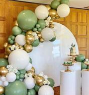 🎈 sage green white gold diy balloon arch kit: perfect for bridal and baby showers, with chrome gold balloon garland! (green) логотип