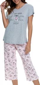 img 4 attached to Удобные женские пижамные комплекты капри с верхом для сна от ENJOYNIGHT