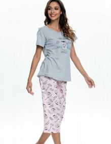 img 2 attached to Удобные женские пижамные комплекты капри с верхом для сна от ENJOYNIGHT