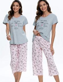 img 3 attached to Удобные женские пижамные комплекты капри с верхом для сна от ENJOYNIGHT