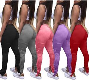 img 3 attached to Bodycon Flare Pants With Long Drawstring For Women'S Workout, Jogging, And Casual Wear