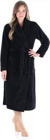 img 4 attached to Women'S Plush Fleece Robe Long Sleeve Jacquard Bathrobe Sleepyheads
