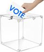 maxgear clear acrylic donation box with lock, 9.8" large ballot and suggestion box for fundraising, charity, school, bar - comment box with square shape - 1 pack logo
