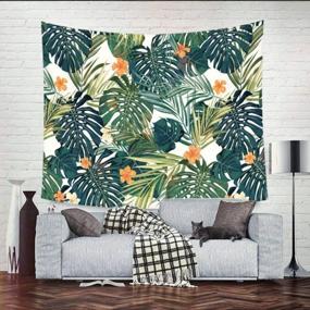 img 1 attached to 79"X59" Tropical Palm Leaves Flower Decor Tapestry Pattern Wall Hanging - Ruibo RB-TPL-2