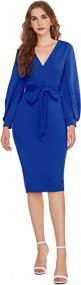 img 4 attached to Verdusa Womens Surplice Bishop Bodycon Women's Clothing : Suiting & Blazers