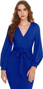 img 2 attached to Verdusa Womens Surplice Bishop Bodycon Women's Clothing : Suiting & Blazers