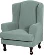 form-fitted sage jacquard wingback chair covers - set of 2 with base and cushion covers, stretchy and soft furniture slipcovers for wing chairs by h.versailtex logo