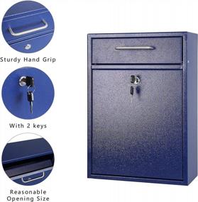 img 3 attached to KYODOLED Steel Key Lock Mail Boxes Outdoor,Locking Wall Mount Mailbox,Security Key Drop Box,Collection Boxes,16.2Hx 11.22Lx 4.72W Inches,Blue X Large
