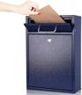 kyodoled steel key lock mail boxes outdoor,locking wall mount mailbox,security key drop box,collection boxes,16.2hx 11.22lx 4.72w inches,blue x large logo