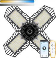 обновите свой гараж с помощью интеллектуального светодиодного освещения: деформируемые потолочные светильники мощностью 100 вт с регулируемой яркостью, дистанционным управлением и управлением через приложение, регулировкой времени и цвета, а также режимом ночного освещения — совместимость с e26/e27 логотип