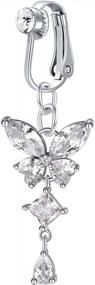 img 4 attached to Fashionably Pierce-Free: QWALIT'S Clip-On Belly Button Rings In Butterfly, Heart, Silver And Gold